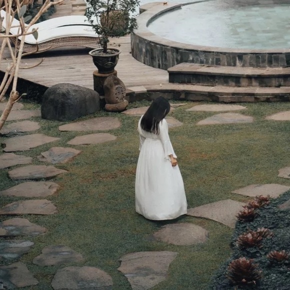 New Summer Bohemian White Gauzy Beach Long Maxi Dress Kimono - Picture 7 of 15